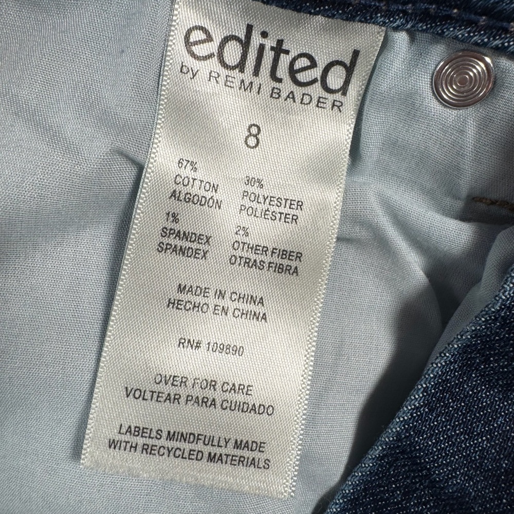 Edited Jeans Womens 8 Blue Loose Straight High Rise Dark Wash - Picture 4 of 14